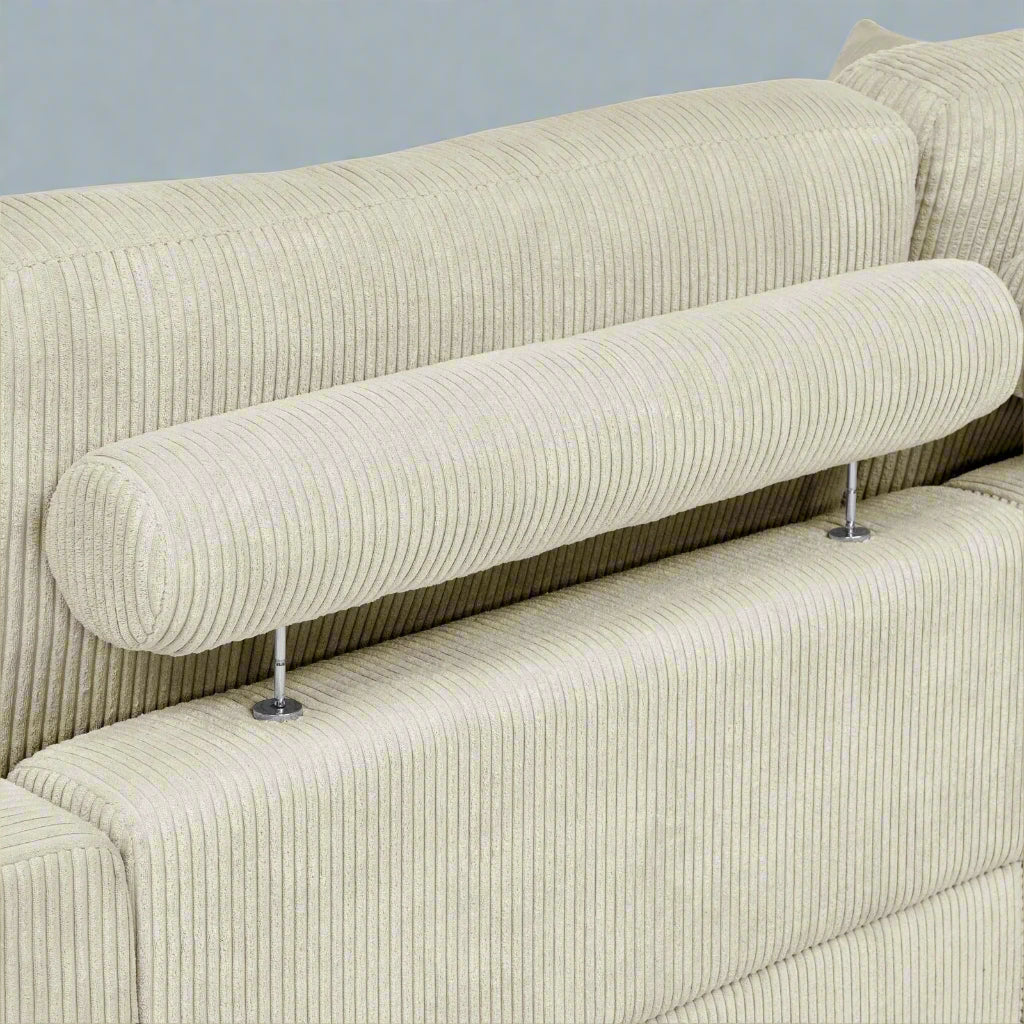 Oversized modular corduroy sofa with ottoman

Gray corduroy sectional sofa

Cream corduroy sofa with plush seating

Custom living room layout with ottoman

Deep seat cozy couch with corduroy fabric