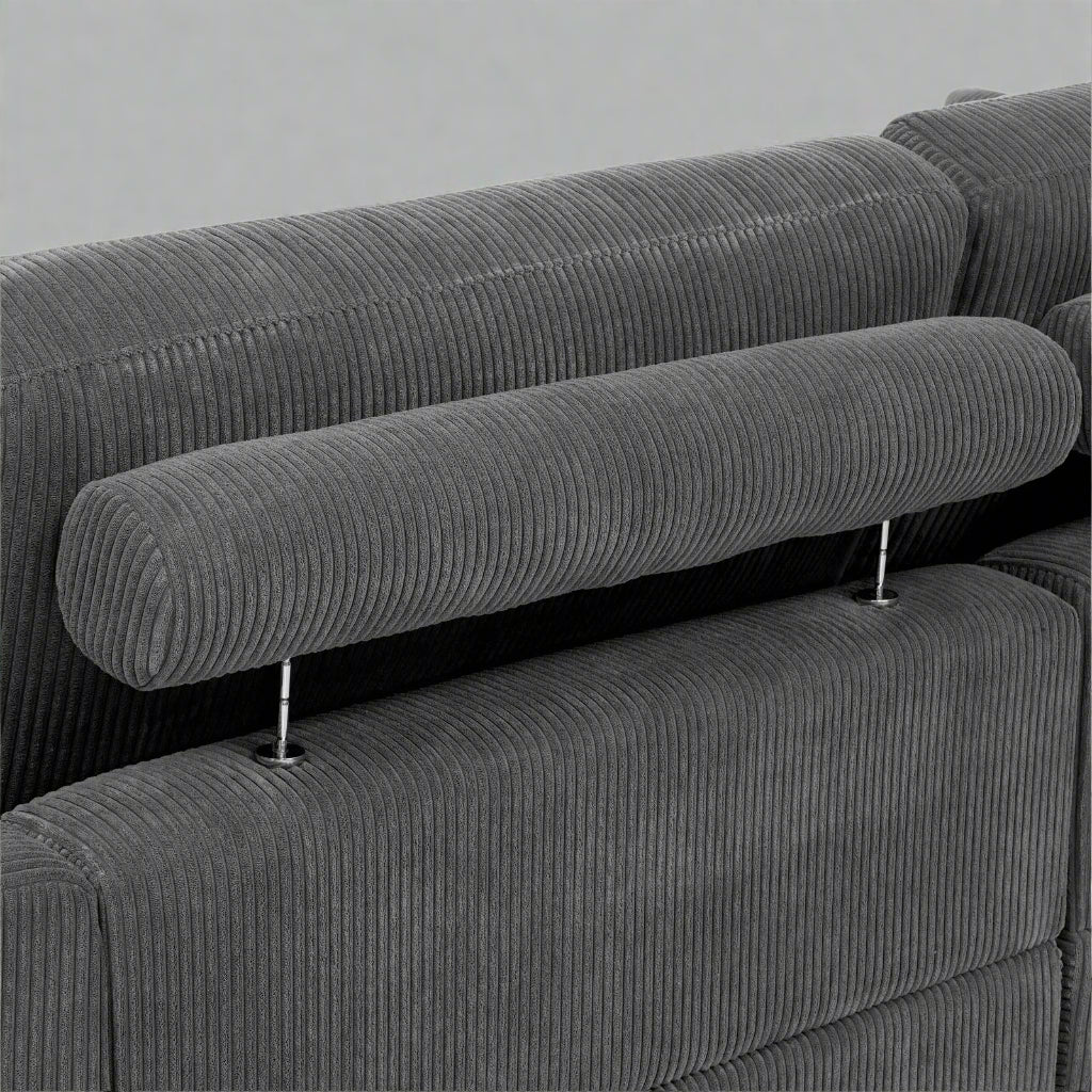 Oversized modular corduroy sofa with ottoman

Gray corduroy sectional sofa

Cream corduroy sofa with plush seating

Custom living room layout with ottoman

Deep seat cozy couch with corduroy fabric