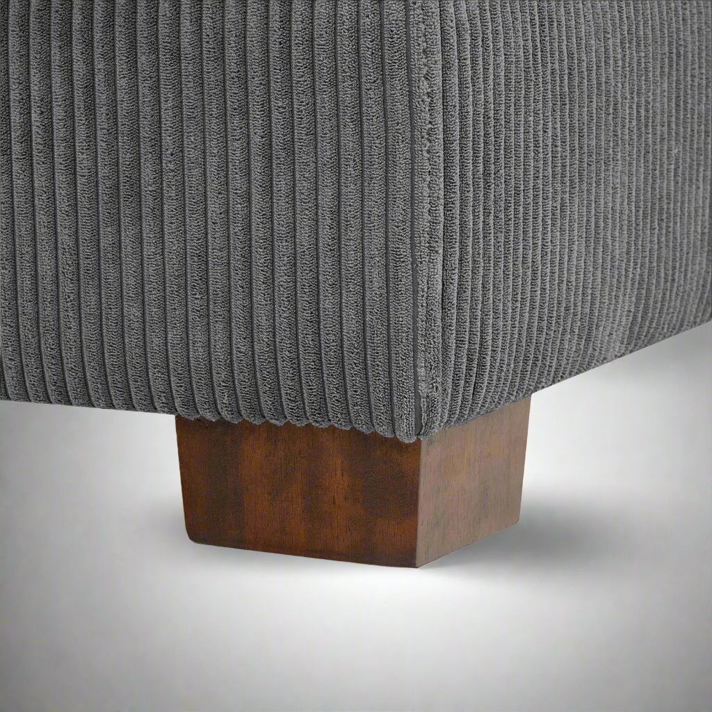 Oversized modular corduroy sofa with ottoman

Gray corduroy sectional sofa

Cream corduroy sofa with plush seating

Custom living room layout with ottoman

Deep seat cozy couch with corduroy fabric