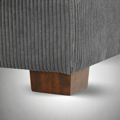 Oversized modular corduroy sofa with ottoman

Gray corduroy sectional sofa

Cream corduroy sofa with plush seating

Custom living room layout with ottoman

Deep seat cozy couch with corduroy fabric