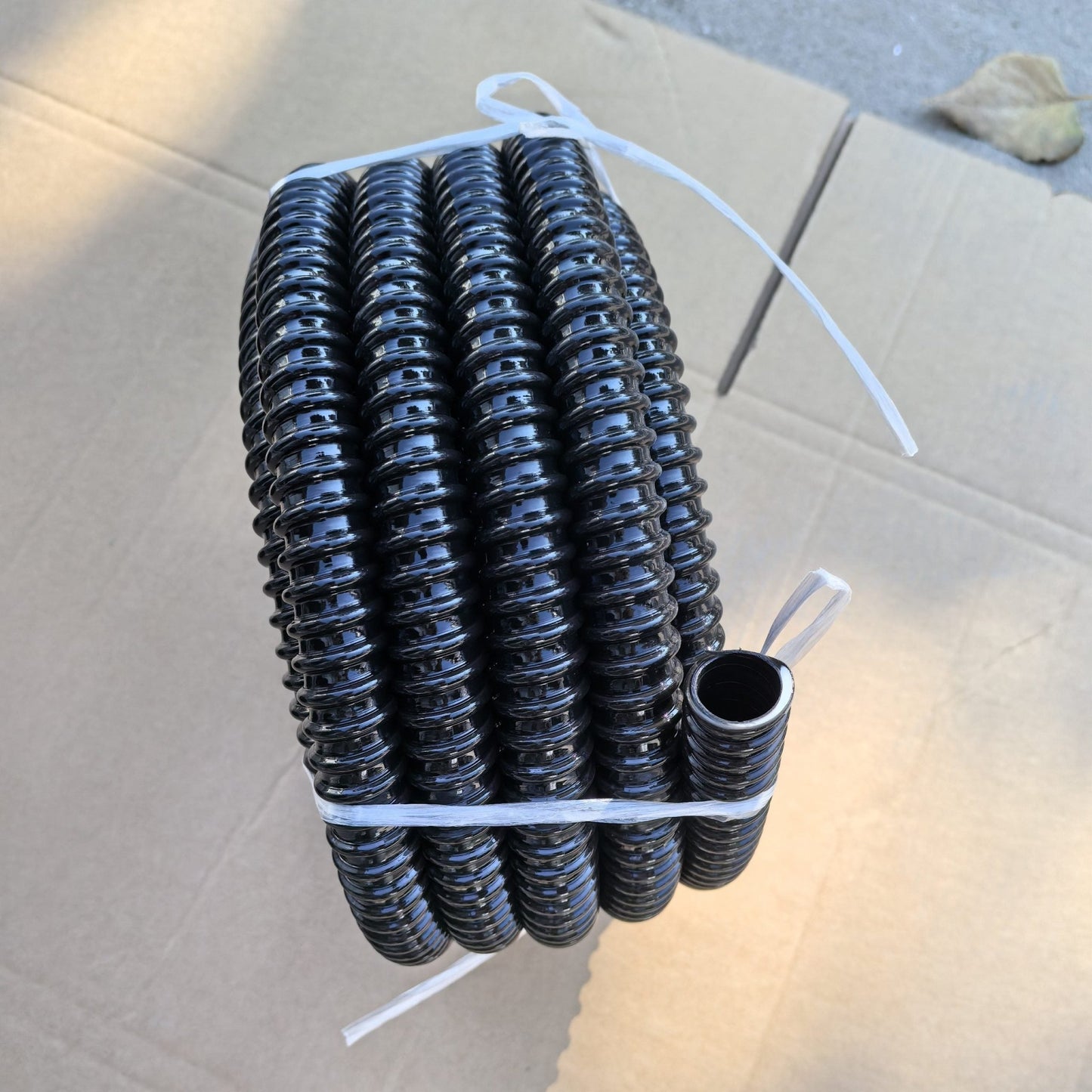 3/4 inch flexible corrugated pond tubing hose – 20 foot black PVC line for pumps and water features
