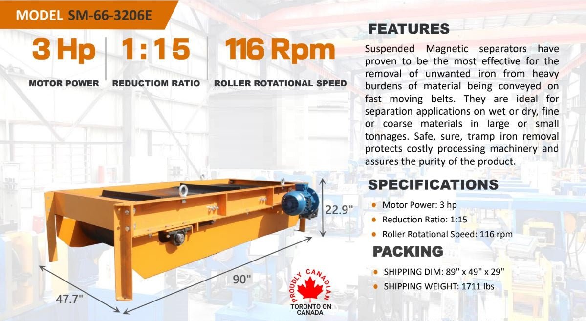 Cross Belt Magnetic Conveyor Separator – Industrial Iron Removal System – SKU SM663206E