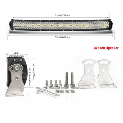 New Curved Triple Row LED Light Bar – IP68 Waterproof, 22" - 50" for Trucks, Jeeps, ATVs - LED Light Bars for Off - Road & Utility Vehicles with 600W 32 ” LED LIGHT BAR | Sold by Uncle Wiener's Wholesale