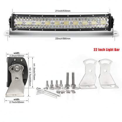 New Curved Triple Row LED Light Bar – IP68 Waterproof, 22" - 50" for Trucks, Jeeps, ATVs - LED Light Bars for Off - Road & Utility Vehicles with 420W 22 ” LED LIGHT BAR | Sold by Uncle Wiener's Wholesale