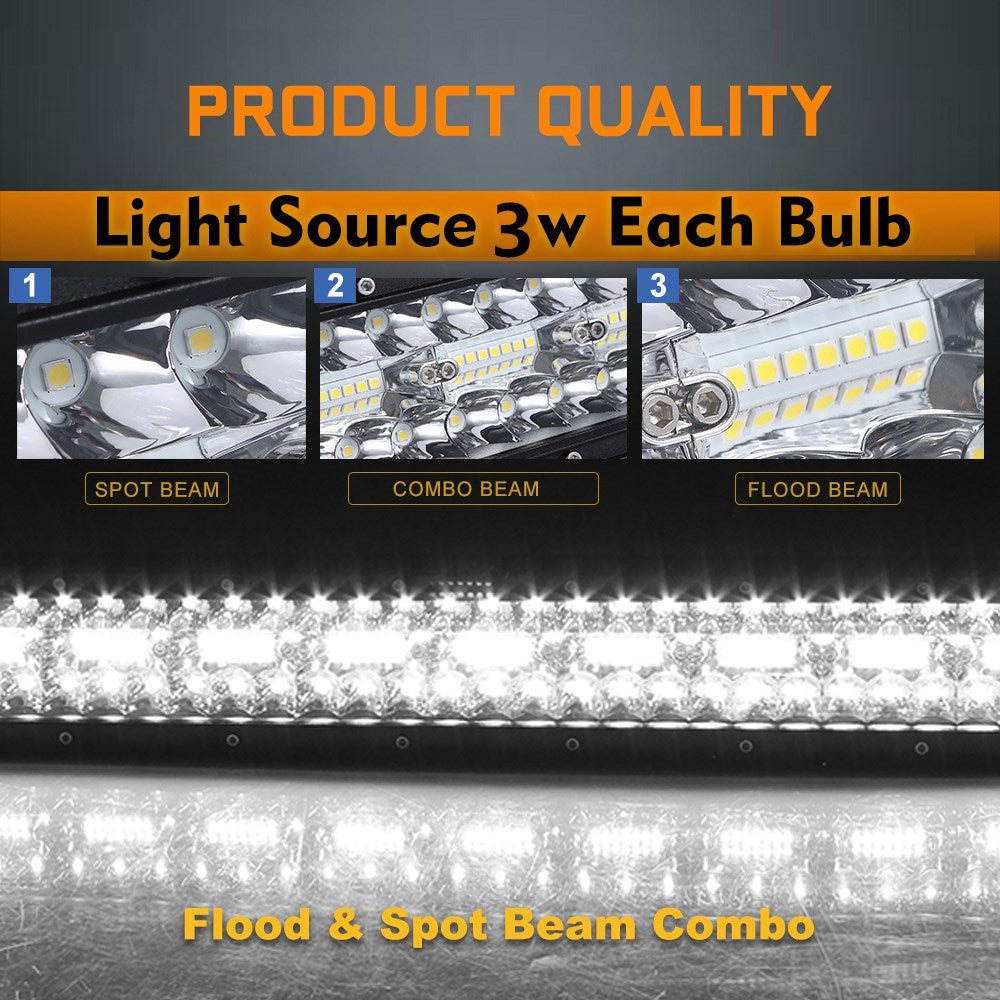 New Curved Triple Row LED Light Bar – IP68 Waterproof, 22" - 50" for Trucks, Jeeps, ATVs - LED Light Bars for Off - Road & Utility Vehicles with 420W 22 ” LED LIGHT BAR | Sold by Uncle Wiener's Wholesale