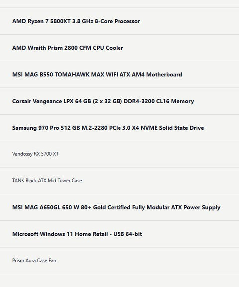 New Custom Gaming PC - Ryzen 7 5800XT | 2 x 32 GB RAM | NVMe SSD | WiFi | Windows 11 - with | Sold by Uncle Wiener's Wholesale