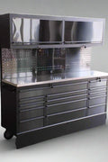 Deluxe 6 FT Tool Bench and Storage Cabinet – Heavy-Duty Stainless or Black Steel Garage Workstation with Drawers and Modular Design