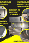 Deluxe 6 FT Tool Bench and Storage Cabinet – Heavy-Duty Stainless or Black Steel Garage Workstation with Drawers and Modular Design