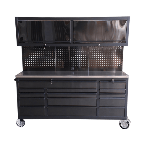 Deluxe 6 FT Tool Bench and Storage Cabinet – Heavy-Duty Stainless or Black Steel Garage Workstation with Drawers and Modular Design