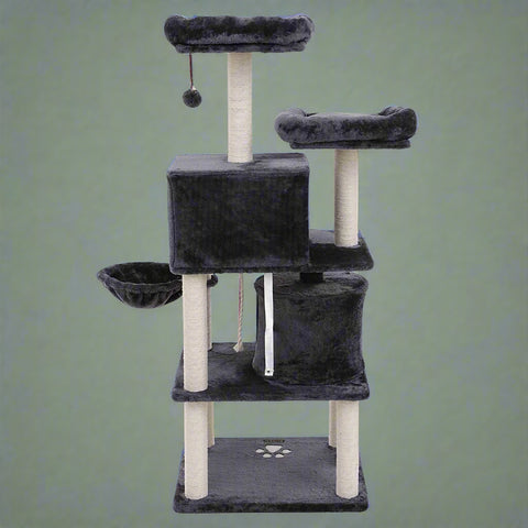 "Deluxe 60 in Multi-Level Cat Tree with Scratching Posts CT002DG"

"Gray Multi-Level Cat Tower with Hideaways and Scratching Posts"

"Durable Cat Playhouse with Soft Fabric and Sisal Posts"