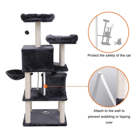 "Deluxe 60 in Multi-Level Cat Tree with Scratching Posts CT002DG"

"Gray Multi-Level Cat Tower with Hideaways and Scratching Posts"

"Durable Cat Playhouse with Soft Fabric and Sisal Posts"