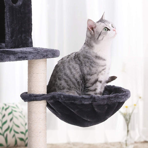 "Deluxe 60 in Multi-Level Cat Tree with Scratching Posts CT002DG"

"Gray Multi-Level Cat Tower with Hideaways and Scratching Posts"

"Durable Cat Playhouse with Soft Fabric and Sisal Posts"