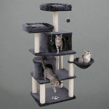 "Deluxe 60 in Multi-Level Cat Tree with Scratching Posts CT002DG"

"Gray Multi-Level Cat Tower with Hideaways and Scratching Posts"

"Durable Cat Playhouse with Soft Fabric and Sisal Posts"