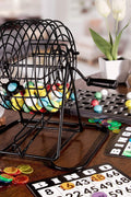 New Deluxe Bingo Game Set with Cage, 75 Colored Balls & 18 Reusable Cards | SKU: YUSNHR - with | Sold by Uncle Wiener's Wholesale