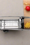 Stainless steel French fry cutter with 2 blades model 431012
Heavy-duty fry cutter with suction base and lever handle
Restaurant-quality potato slicer with thick and thin cut blades