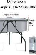 Detachable Folding Dog Bath – 200 lbs Capacity – Front View

Portable Elevated Dog Bath with Gray Basin

Foldable Dog Washing Station with Drain Hose

Side View of Folding Pet Tub for Grooming

Easy-to-Clean Dog Bath for Indoor/Outdoor Use