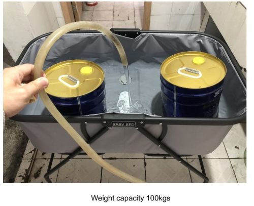 Detachable Folding Dog Bath – 200 lbs Capacity – Front View

Portable Elevated Dog Bath with Gray Basin

Foldable Dog Washing Station with Drain Hose

Side View of Folding Pet Tub for Grooming

Easy-to-Clean Dog Bath for Indoor/Outdoor Use