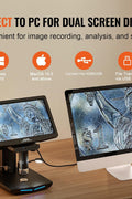 Digital Microscope with 10.1-inch HD IPS screen and adjustable stand

1300X magnification digital microscope showing coin detail
HD microscope connected to laptop via USB
Digital microscope for circuit board inspection
Microscope accessories including remote control and SD card
