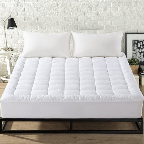 New Dobby Quilted Mattress Topper – Microfiber Pillow Top for Extra Comfort & Support - with Queen | Sold by Uncle Wiener's Wholesale