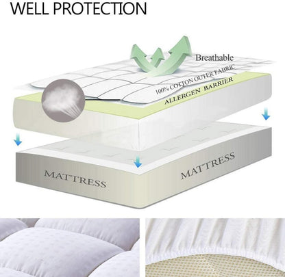 New Dobby Quilted Mattress Topper – Microfiber Pillow Top for Extra Comfort & Support - with Queen | Sold by Uncle Wiener's Wholesale