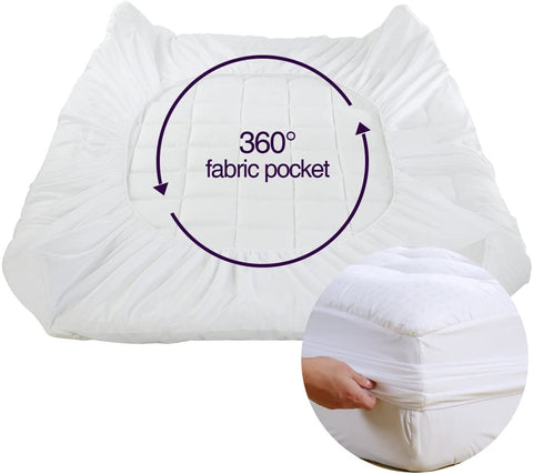 New Dobby Quilted Mattress Topper – Microfiber Pillow Top for Extra Comfort & Support - with Queen | Sold by Uncle Wiener's Wholesale