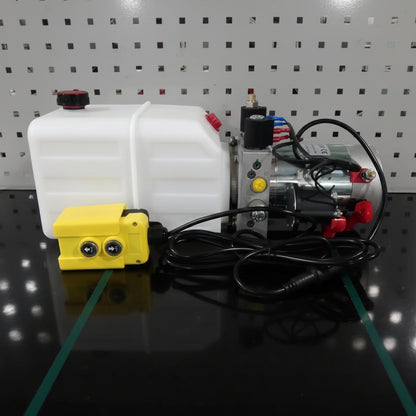 “12V double acting hydraulic pump with 8 quart reservoir”

“Trailer lift hydraulic power unit with remote pendant”

“Heavy-duty hydraulic hoist pump – 6 quart tank variant”