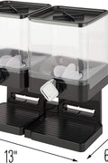 Double cereal dispenser with airtight lids and portion control knobs – countertop dry food storage container