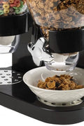 Double cereal dispenser with airtight lids and portion control knobs – countertop dry food storage container