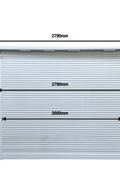 Double steel garage with roll-up doors, outdoor view

Interior view of metal garage barn frame

Roll-up electric overhead doors included in garage

Galvanized steel shed for vehicle and farm storage

Multiple-size all-weather garage options