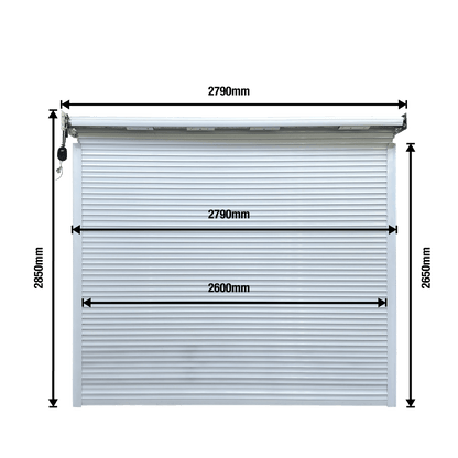 Double steel garage with roll-up doors, outdoor view

Interior view of metal garage barn frame

Roll-up electric overhead doors included in garage

Galvanized steel shed for vehicle and farm storage

Multiple-size all-weather garage options