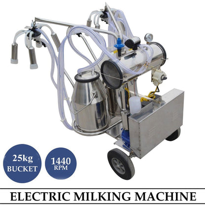 Stainless steel portable cow and goat milking machine with wheels – single and double milker setup