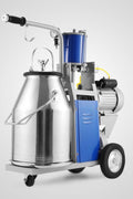Stainless steel portable cow and goat milking machine with wheels – single and double milker setup