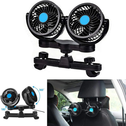 Demonstration of 360-degree rotating car fan head for directional cooling in vehicle

12V car fan blowing air inside backseat – provides airflow for passengers or pets