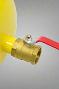 Dual-purpose 5-gallon bead blaster and air tank with 145 PSI capacity
Yellow tire bead seater air tank with pressure relief valve and gauge
Model S1237 bead blaster shown with quick-release ball valve