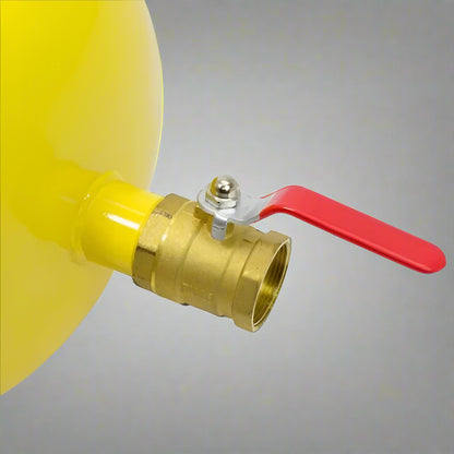 Dual-purpose 5-gallon bead blaster and air tank with 145 PSI capacity
Yellow tire bead seater air tank with pressure relief valve and gauge
Model S1237 bead blaster shown with quick-release ball valve