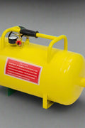 Dual-purpose 5-gallon bead blaster and air tank with 145 PSI capacity
Yellow tire bead seater air tank with pressure relief valve and gauge
Model S1237 bead blaster shown with quick-release ball valve
