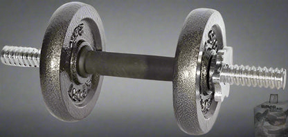 110 lb adjustable dumbbell and barbell set with plastic storage box

Spinlock dumbbell and barbell kit for home gym strength training

Full dumbbell and barbell setup with weight plates and connector bar

Home gym weight set with interchangeable dumbbell and barbell configuration
