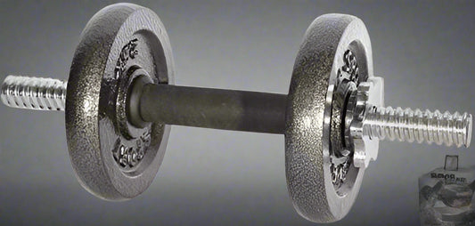 110 lb adjustable dumbbell and barbell set with plastic storage box

Spinlock dumbbell and barbell kit for home gym strength training

Full dumbbell and barbell setup with weight plates and connector bar

Home gym weight set with interchangeable dumbbell and barbell configuration