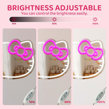 New ED Hello Kitty Mirror Neon Wall Sign – USB Powered Light - Up Decor for Bedroom & Events 🎀💡 - with | Sold by Uncle Wiener's Wholesale