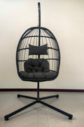 "Dark Gray Hanging Egg Chair with Stand for Patio"

"Indoor Outdoor Egg Chair Swing 350 lbs Capacity"

"Weather Resistant Egg Chair for Garden"

"Comfortable Egg Chair with Cushion and Stand"

"Modern Patio Furniture Hanging Egg Chair"