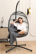 "Dark Gray Hanging Egg Chair with Stand for Patio"

"Indoor Outdoor Egg Chair Swing 350 lbs Capacity"

"Weather Resistant Egg Chair for Garden"

"Comfortable Egg Chair with Cushion and Stand"

"Modern Patio Furniture Hanging Egg Chair"