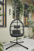 "Dark Gray Hanging Egg Chair with Stand for Patio"

"Indoor Outdoor Egg Chair Swing 350 lbs Capacity"

"Weather Resistant Egg Chair for Garden"

"Comfortable Egg Chair with Cushion and Stand"

"Modern Patio Furniture Hanging Egg Chair"