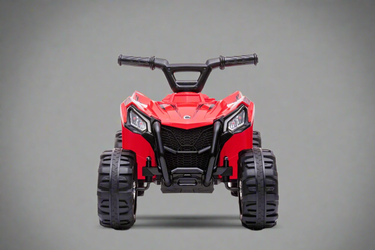 Red 6V ride-on ATV for toddlers aged 1–2

Side view of toddler 6V electric quad bike

Rear view of toddler ride-on ATV with footrests

Compact 6V rechargeable ATV for kids

Children’s electric ATV with wear-resistant tires

