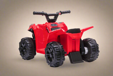 Red 6V ride-on ATV for toddlers aged 1–2

Side view of toddler 6V electric quad bike

Rear view of toddler ride-on ATV with footrests

Compact 6V rechargeable ATV for kids

Children’s electric ATV with wear-resistant tires

