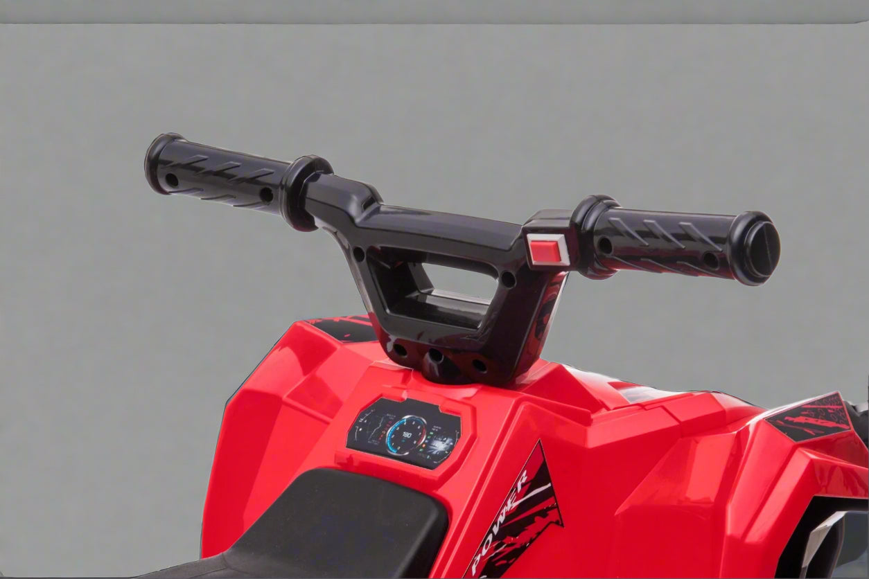 Red 6V ride-on ATV for toddlers aged 1–2

Side view of toddler 6V electric quad bike

Rear view of toddler ride-on ATV with footrests

Compact 6V rechargeable ATV for kids

Children’s electric ATV with wear-resistant tires

