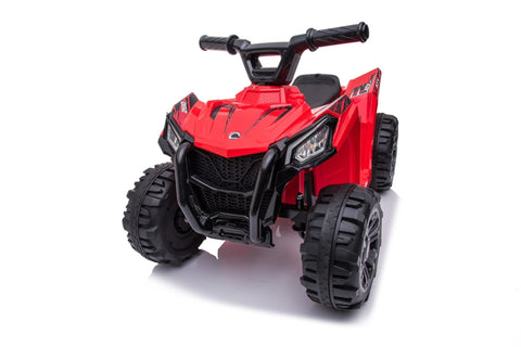 Red 6V ride-on ATV for toddlers aged 1–2

Side view of toddler 6V electric quad bike

Rear view of toddler ride-on ATV with footrests

Compact 6V rechargeable ATV for kids

Children’s electric ATV with wear-resistant tires

