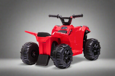Red 6V ride-on ATV for toddlers aged 1–2

Side view of toddler 6V electric quad bike

Rear view of toddler ride-on ATV with footrests

Compact 6V rechargeable ATV for kids

Children’s electric ATV with wear-resistant tires

