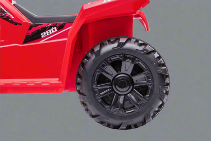 Red 6V ride-on ATV for toddlers aged 1–2

Side view of toddler 6V electric quad bike

Rear view of toddler ride-on ATV with footrests

Compact 6V rechargeable ATV for kids

Children’s electric ATV with wear-resistant tires

