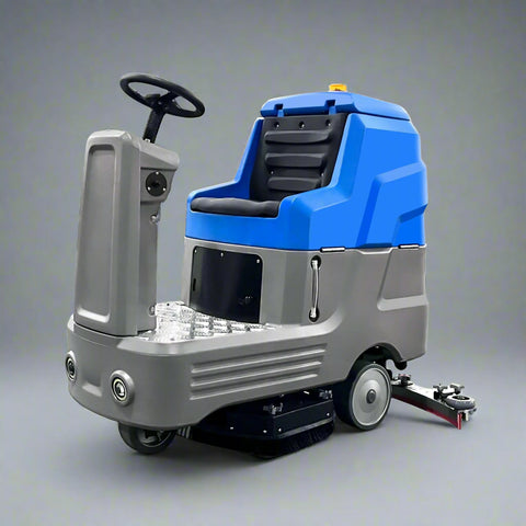 Blue electric ride-on floor scrubber with 40-inch sweeper

B30C70S ride-on industrial sweeper for large areas

Side view of electric 40" floor cleaning machine

Commercial-grade ride-on floor scrubber in blue

Warehouse ride-on sweeper cleaner – 40” wide

