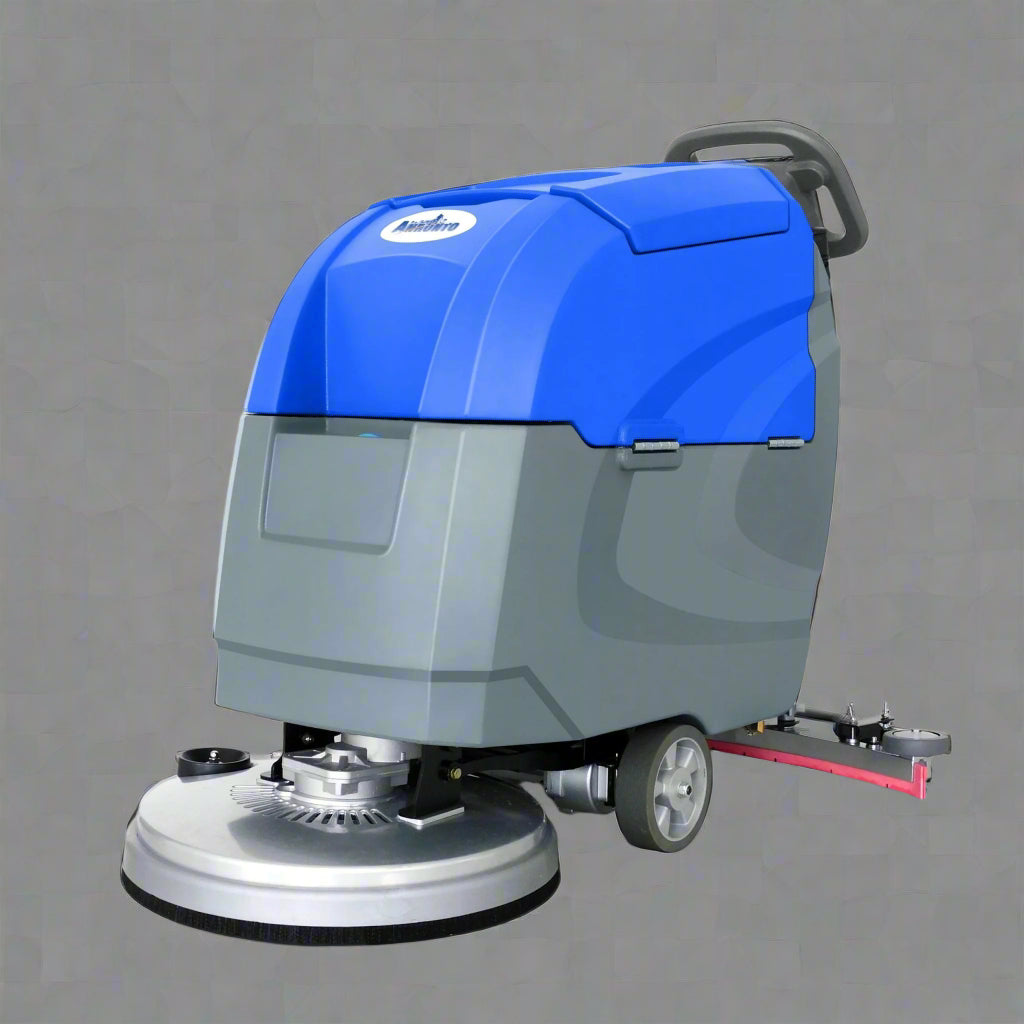 Electric walk-behind floor scrubber in blue

BD50A industrial-grade floor cleaner for large facilities

Self-driving commercial floor scrubber – side view

Blue electric janitorial scrubber with large tank

Ergonomic walk-behind and self-driving floor scrubber cleaner